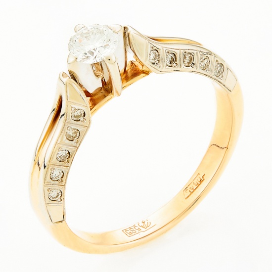 Кольцо из комбинированного золота 585 пробы c 21 бриллиантами, Л24125673 за 76500