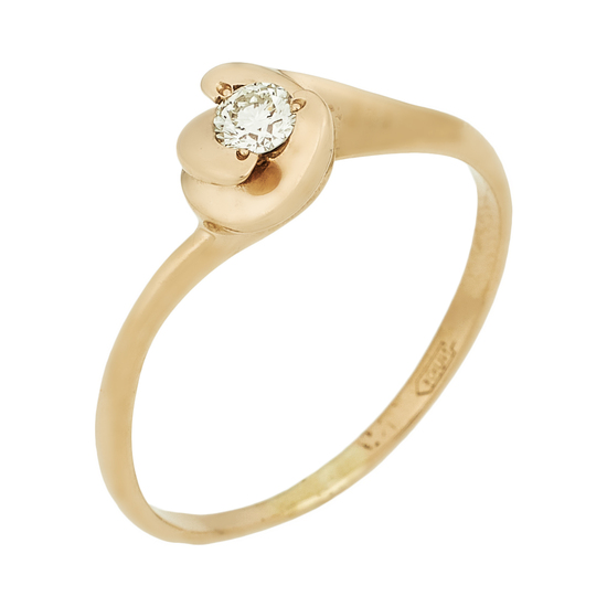 Кольцо из красного золота 585 пробы c 1 бриллиантом, Л35061802 за 16740