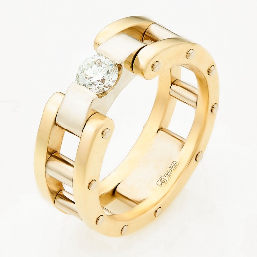 Кольцо из комбинированного золота 585 пробы c 1 бриллиантом Л68000415 фото 1