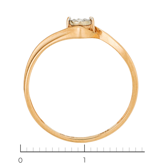 Кольцо из комбинированного золота 585 пробы c 1 бриллиантом, Л52072679 за 8050