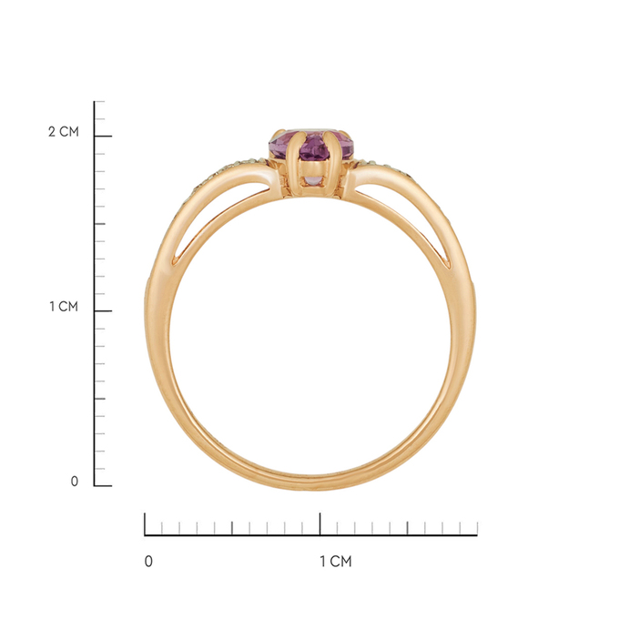 Кольцо из золота 585 пробы c аметистом и бриллиантами, Л 1208 5042 за 23600