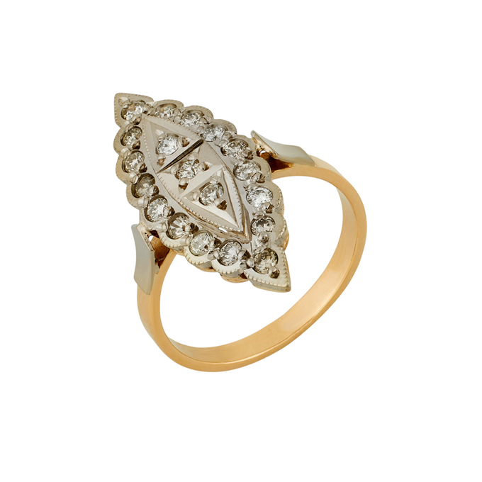 Кольцо из золота 585 пробы c бриллиантами