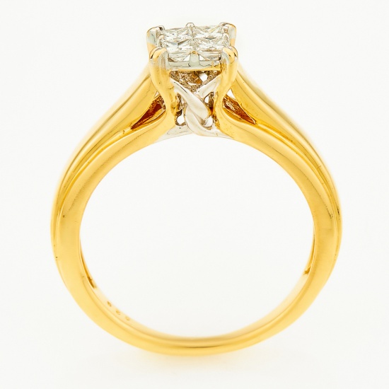 Кольцо из комбинированного золота 750 пробы c 4 бриллиантами, Л48065554 за 55900