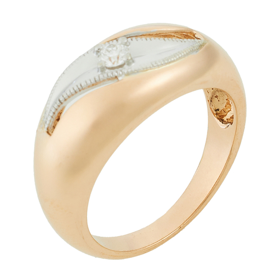 Кольцо из комбинированного золота 585 пробы c 1 бриллиантом, Л11151409 за 17560