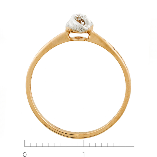 Кольцо из комбинированного золота 585 пробы c 1 бриллиантом, Л35061053 за 5450