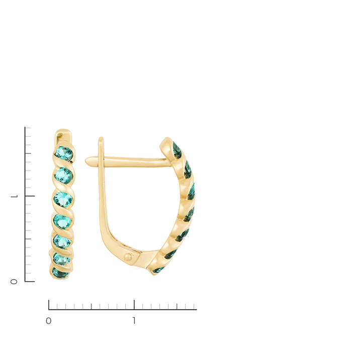 Серьги из золота 585 пробы c 14 камнями синтетическими, Л 6602 2764 за 17520