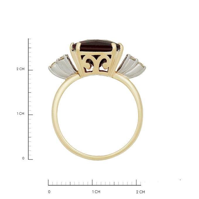 Кольцо из золота 585 пробы c бриллиантами и синтетическим рубином, Л 2810 1291 за 70000