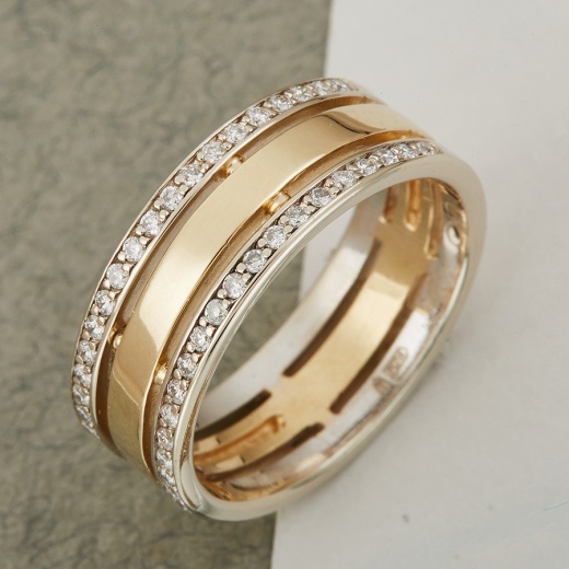 Кольцо из комбинированного золота 585 пробы c 40 бриллиантами 105798 фото 1