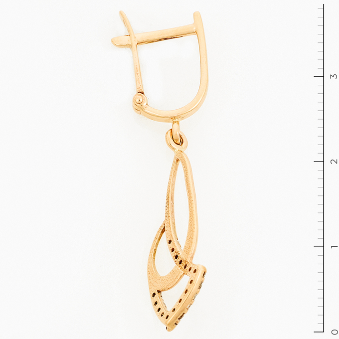 Серьги из красного золота 585 пробы c фианитами
