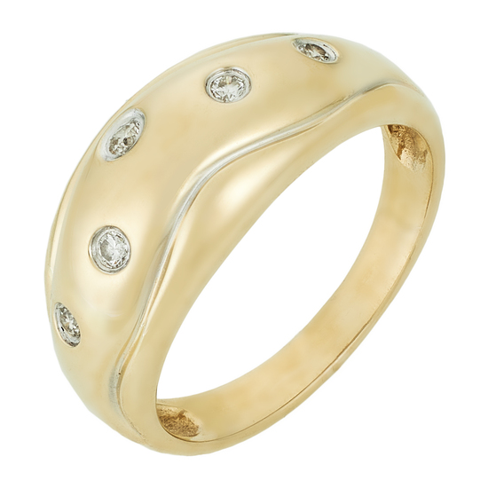 Кольцо из комбинированного золота 585 пробы c 5 бриллиантами, Л54051941 за 31120