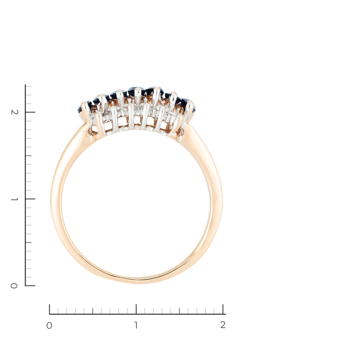 Кольцо из золота 585 пробы c 12 бриллиантами и 7 сапфирами, Л 2810 4034 за 42000