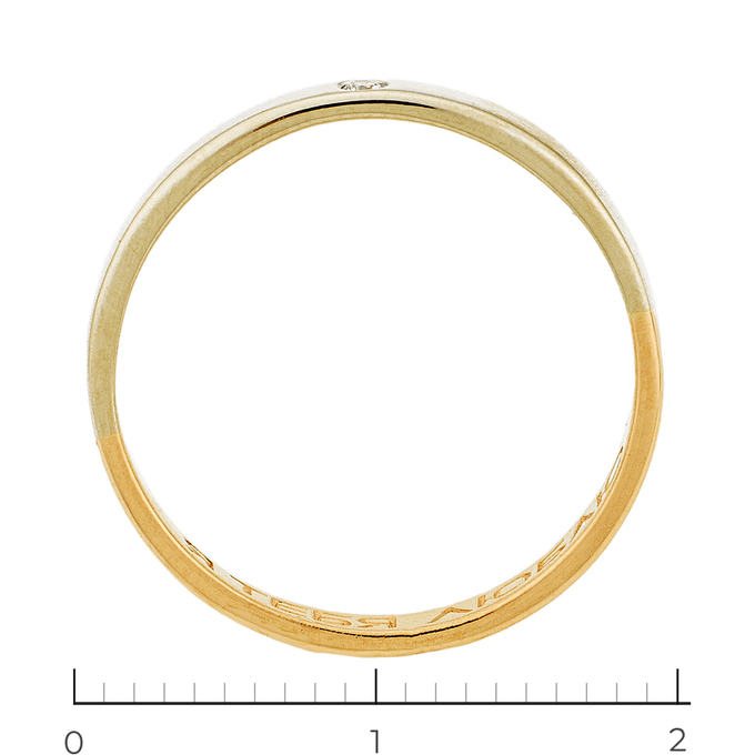 Кольцо обручальное из комбинированного золота 585 пробы c 1 бриллиантом