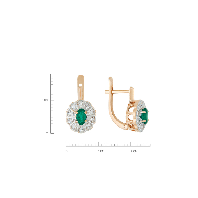 Серьги из золота 585 пробы c изумрудами и бриллиантами, Л 2315 6149 за 46800