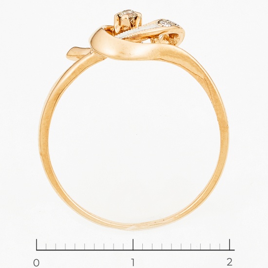 Кольцо из комбинированного золота 585 пробы c 3 бриллиантами, Л66007318 за 10500