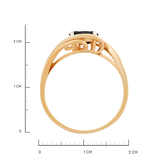 Кольцо из золота 585 пробы c гранатом и фианитами