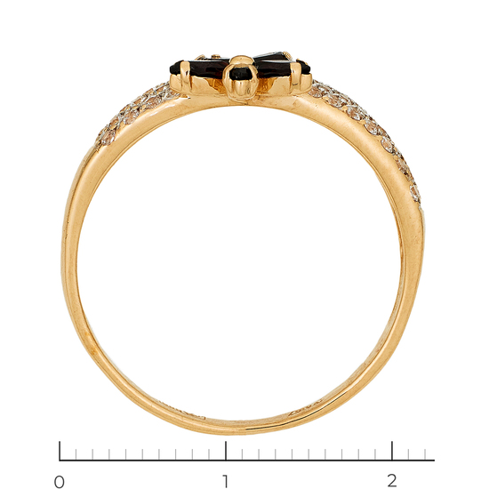 Кольцо из комбинированного золота 585 пробы c фианитами и 5 гранатами, Л46082326 за 20930