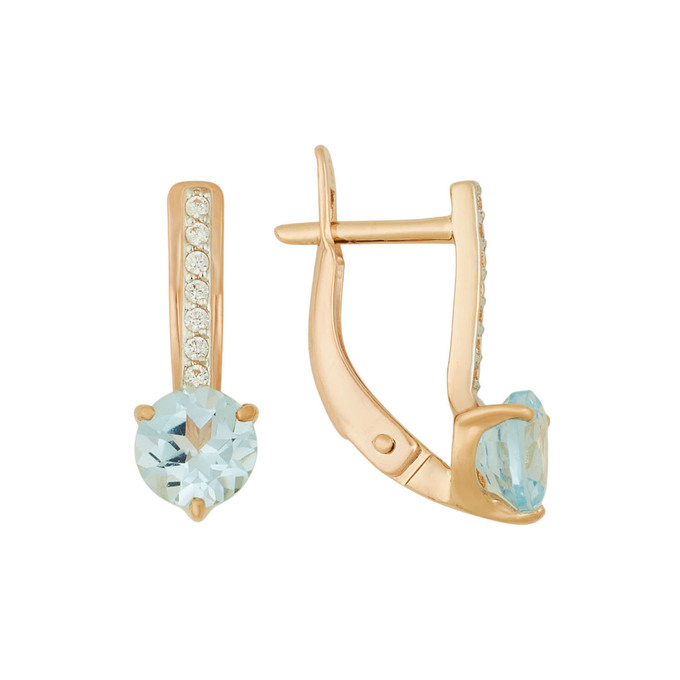 Серьги из золота 585 пробы c топазами и фианитами