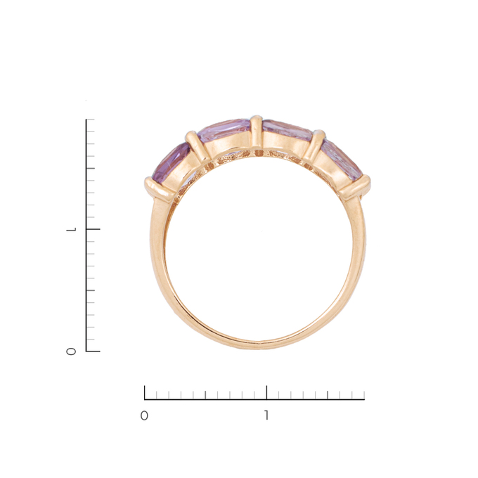 Кольцо из золота 585 пробы c 8 аметистами и 20 фианитами, Л 2809 5414 за 17880