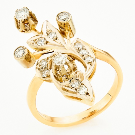 Кольцо из комбинированного золота 500 пробы c 13 бриллиантами Л61020193 фото 1