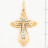 Крестик из комбинированного золота 585 пробы c 4 бриллиантами