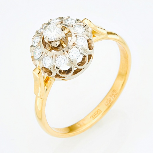 Кольцо из комбинированного золота 750 пробы c 11 бриллиантами 139900 фото 1