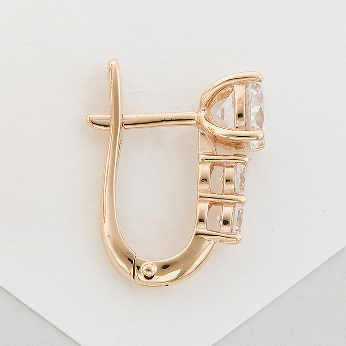 Серьги из красного золота 585 пробы c фианитами