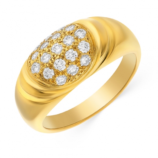 Кольцо из желтого золота 750 пробы c 19 бриллиантами 057691 фото 1