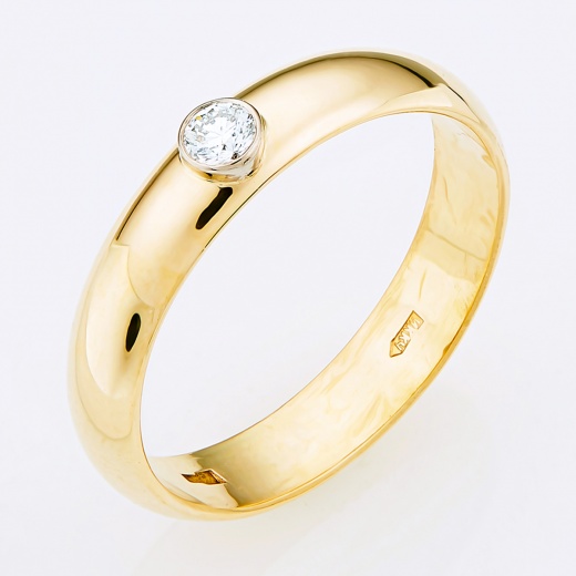 Кольцо из желтого золота 585 пробы c 1 бриллиантом Л58019385 фото 1