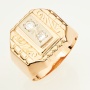 Кольцо печатка из комбинированного золота 585 пробы c 2 бриллиантами 129724 фото 1