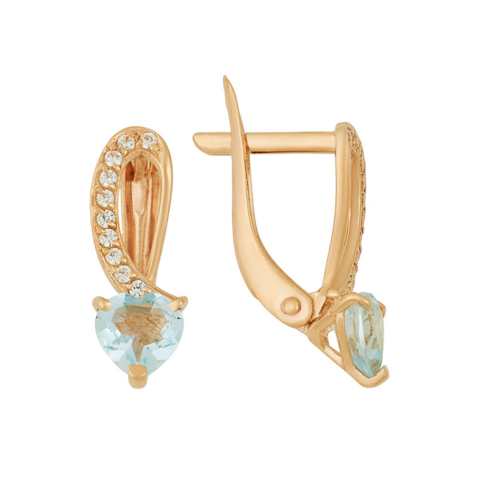 Серьги из золота 585 пробы c топазами и фианитами