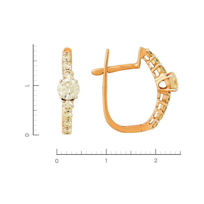 Серьги из красного золота 585 пробы c 16 бриллиантами, Л 2809 2022 за 124500