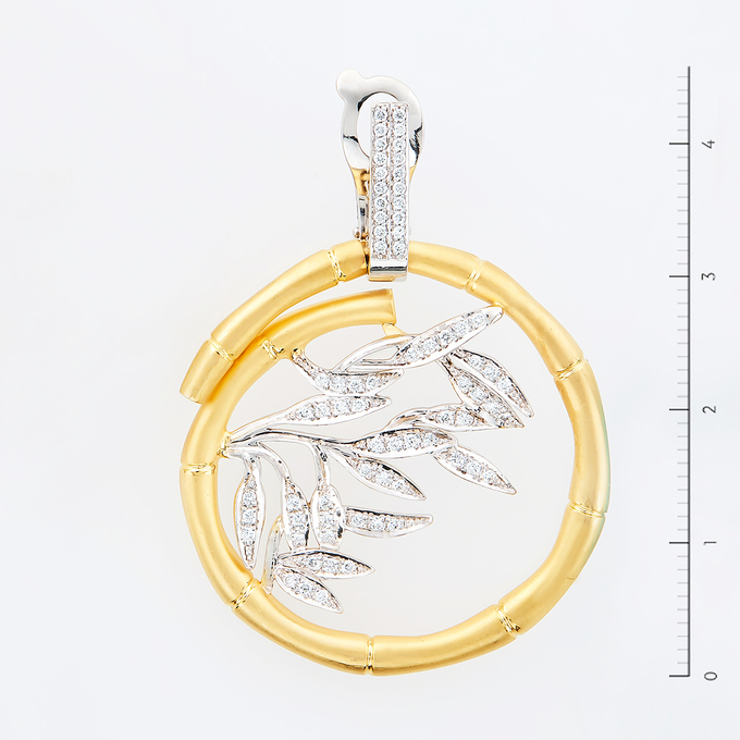 Серьги из комбинированного золота 585 пробы c 140 бриллиантами