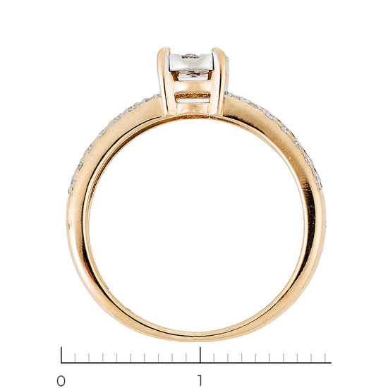 Кольцо из комбинированного золота 585 пробы c 35 бриллиантами, Л45061620 за 22400