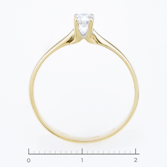 Кольцо из желтого золота 585 пробы c 1 бриллиантом, Л69003556 за 23160