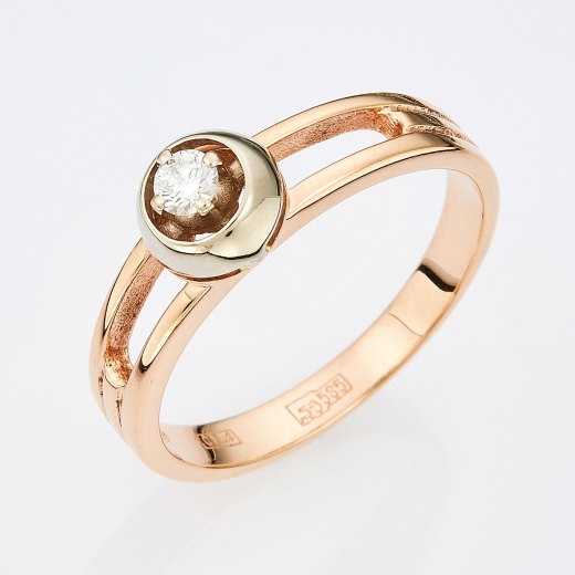Кольцо из комбинированного золота 585 пробы c 1 бриллиантом Л05127247 фото 1