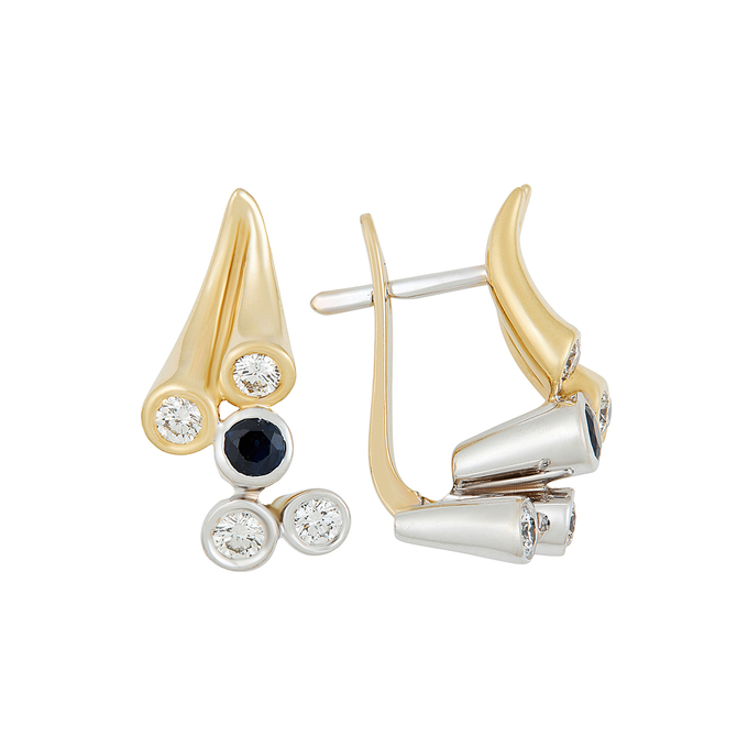 Серьги из золота 750 пробы c сапфирами и бриллиантами, К 0000 2801 за 169000
