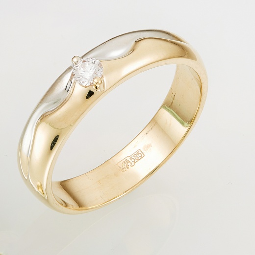 Кольцо из комбинированного золота 585 пробы c 1 бриллиантом Л46068306 фото 1