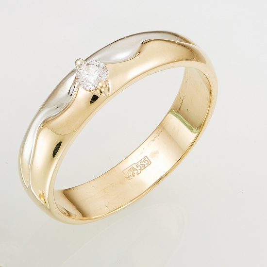 Кольцо из комбинированного золота 585 пробы c 1 бриллиантом, Л46068306 за 34000