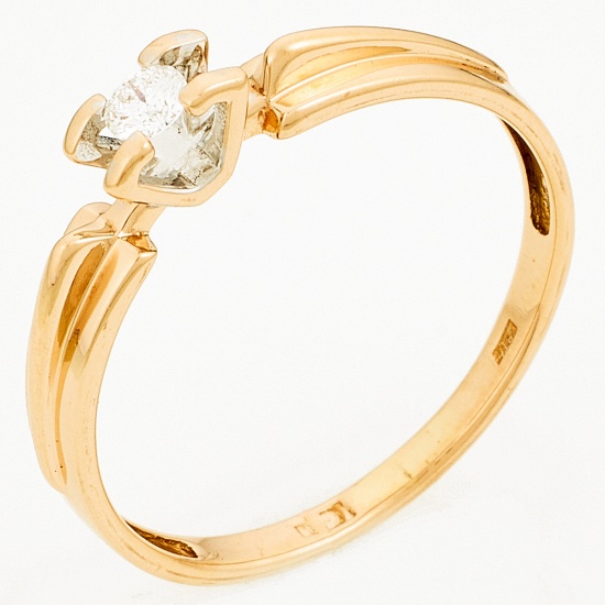 Кольцо из комбинированного золота 585 пробы c 1 бриллиантом, Л45067114 за 6615
