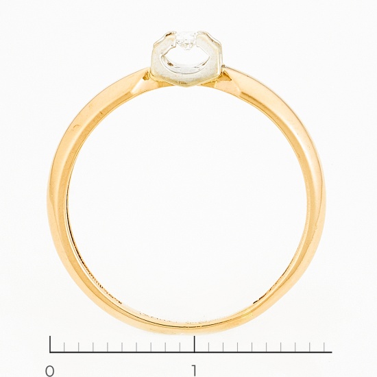 Кольцо из комбинированного золота 585 пробы c 1 бриллиантом, Л29119980 за 8340