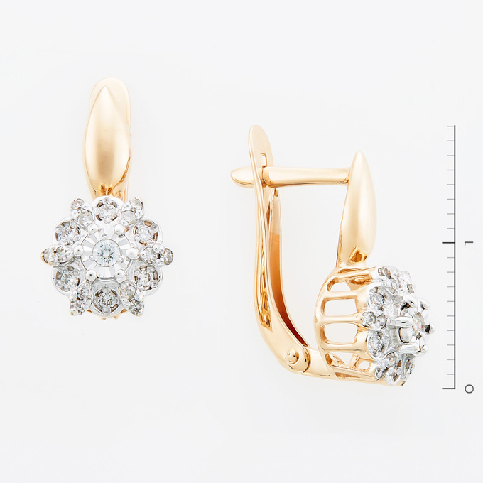 Серьги из золота 585 пробы c 38 бриллиантами