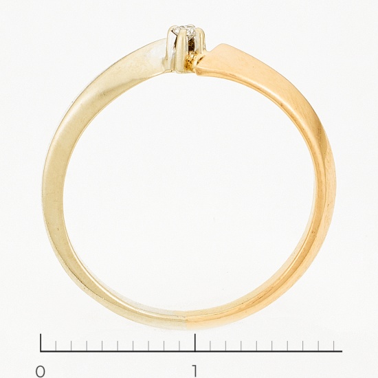 Кольцо из комбинированного золота 585 пробы c 1 бриллиантом, Л30128629 за 8250