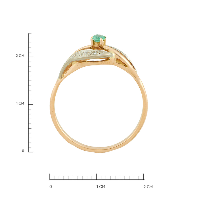 Кольцо из золота 585 пробы c изумрудом и бриллиантами, Л 3208 3381 за 31120