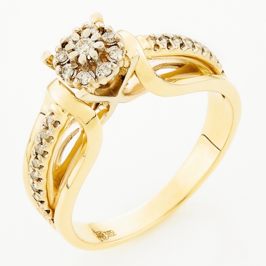 Кольцо из комбинированного золота 585 пробы c 27 бриллиантами Л62011846 фото 1