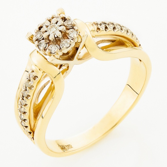 Кольцо из комбинированного золота 585 пробы c 27 бриллиантами, Л62011846 за 