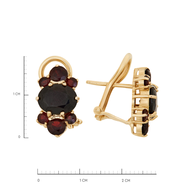 Серьги из золота 585 пробы c гранатами