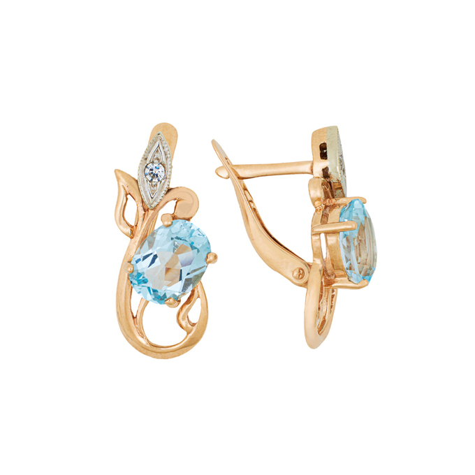 Серьги из золота 585 пробы c топазами и фианитами, Л 0514 8451 за 39360