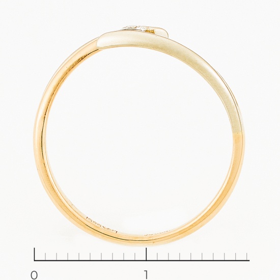 Кольцо из комбинированного золота 585 пробы c 1 бриллиантом, Л41062059 за 9250