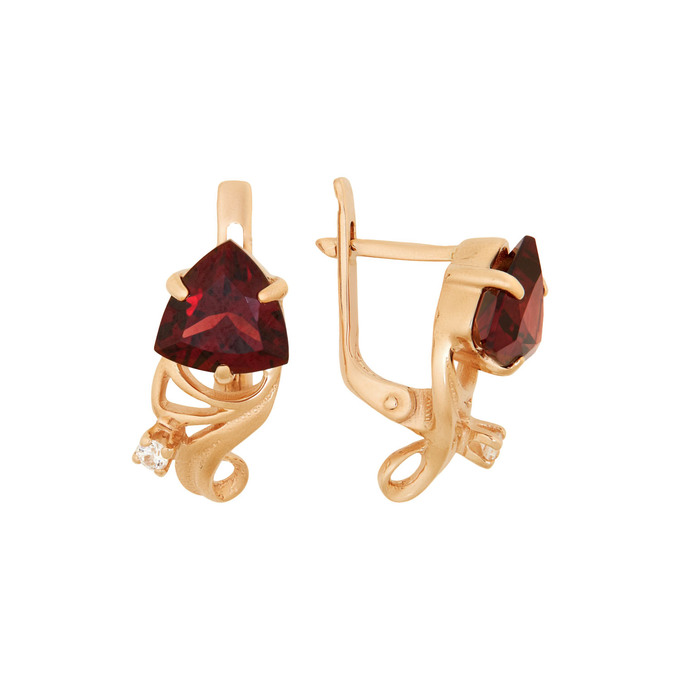 Серьги из золота 585 пробы c гранатами и фианитами, Л 3014 4076 за 49920