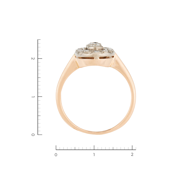 Кольцо из комбинированного золота 585 пробы c 21 бриллиантами, Л 6402 0286 за 66540